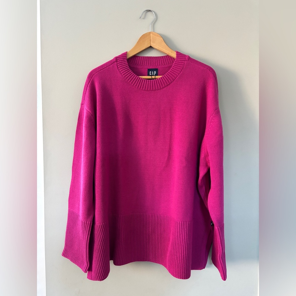Women Sweater Gap XXL New 
100% cotton Relaxed Crewneck Sweater pink